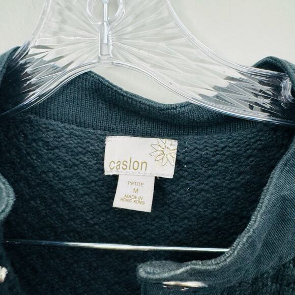 Caslon Black Knit Long Sleeve Button Up Cardigan Women’s Size M Petite - Picture 2 of 8